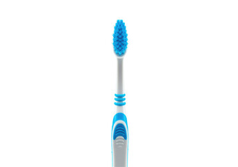 Isolated Blue and White Striped Toothbrush