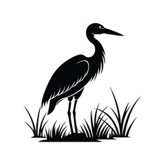 Vector Logo Of A Heron simple Lines Long Necked

