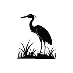 Vector Logo Of A Heron simple Lines Long Necked
