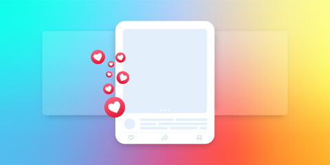 Social media mock up collection. Colorful social media interface.