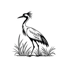 Vector Logo Of A Heron simple Lines Long Necked
