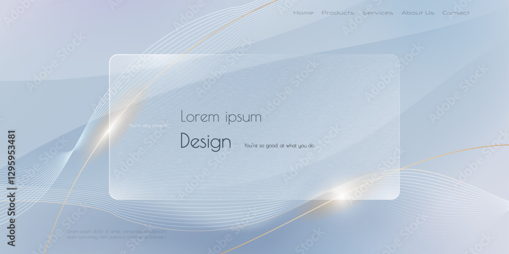 Poster abstract transparent glass. element with blur geometric, circle shape, gradient color background. mo