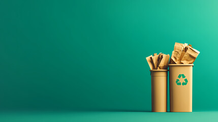 Yellow Trash Bins with Green Background