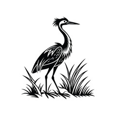 Vector Logo Of A Heron simple Lines Long Necked
