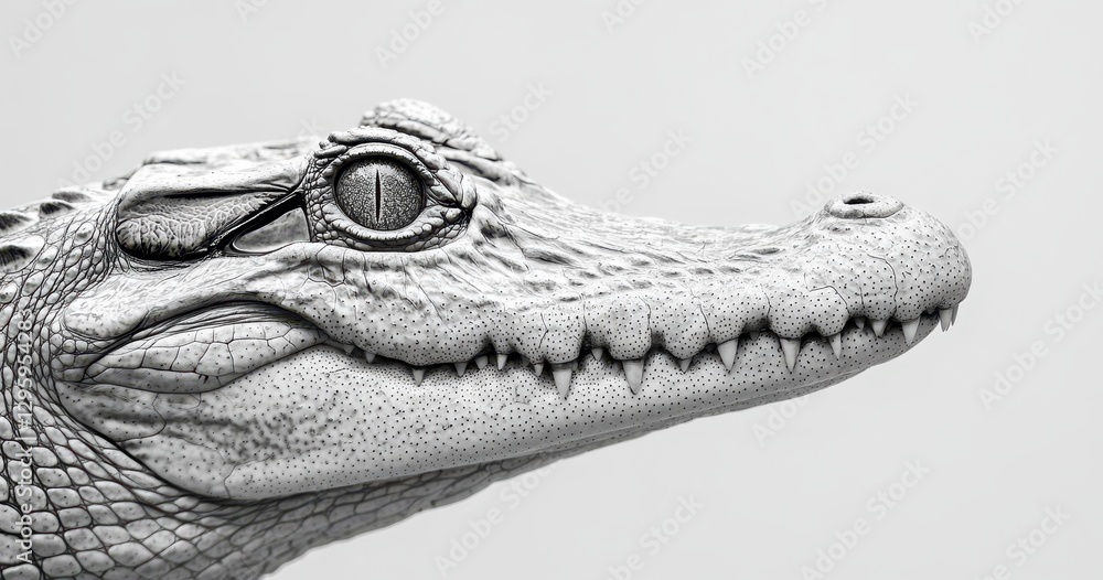 Poster close-up portrait of a captivating crocodile head showcasing unique textures and distinctive feature