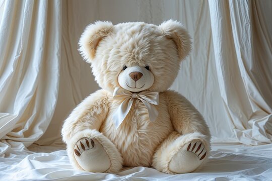 Cream Teddy Bear on Light White Background for Unique Home Decor