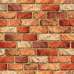 Obraz premium Seamless pattern ,realistic brick wall pattern featuring a variety of brick colors and textures in a seamless design
