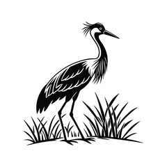 Vector Logo Of A Heron simple Lines Long Necked