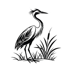 Vector Logo Of A Heron simple Lines Long Necked