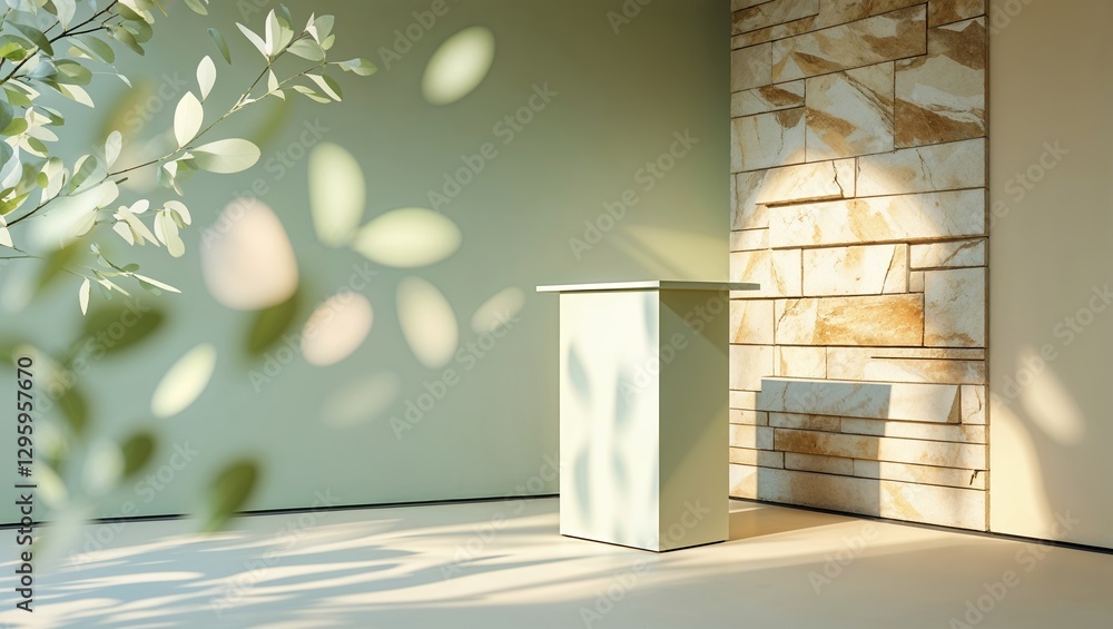 Aufkleber modern minimalistic interior with soft lighting and natural elements enhancing a tranquil atmosphere