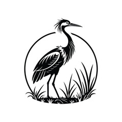 Vector Logo Of A Heron simple Lines Long Necked