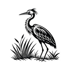 Vector Logo Of A Heron simple Lines Long Necked
