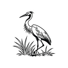 Vector Logo Of A Heron simple Lines Long Necked