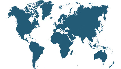 World map. Blue modern vector map. Silhouette map