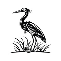 Vector Logo Of A Heron simple Lines Long Necked