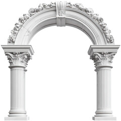 Classic column arch isolated on white background