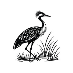 Vector Logo Of A Heron simple Lines Long Necked