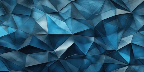 Fototapeta premium Abstract Low Poly Geometric Pattern in Blue and Black Minimalistic Photo with copy space, 