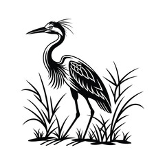 Vector Logo Of A Heron simple Lines Long Necked