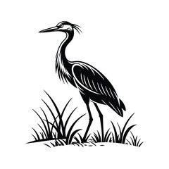 Vector Logo Of A Heron simple Lines Long Necked