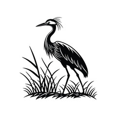 Vector Logo Of A Heron simple Lines Long Necked