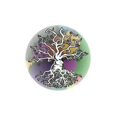 Fairy tale tree. Illustration of a fairy tale tree with a human face