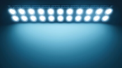 Obraz premium Bright Stage Lights Illuminating Empty Space with Blue Background