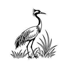 Vector Logo Of A Heron simple Lines Long Necked