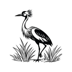 Vector Logo Of A Heron simple Lines Long Necked
