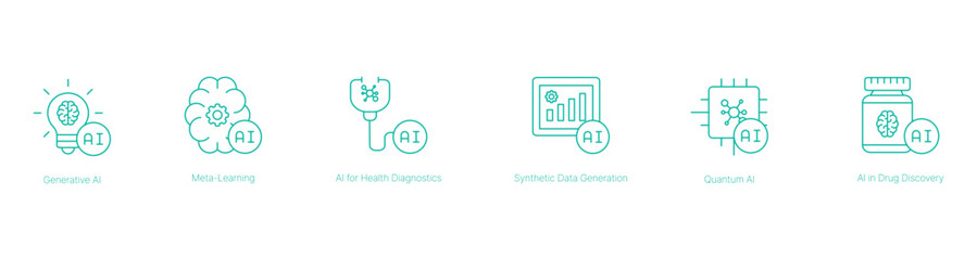 AI in Medicine and Data Generation Vector Icon