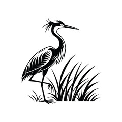 Vector Logo Of A Heron simple Lines Long Necked