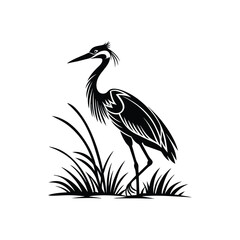Vector Logo Of A Heron simple Lines Long Necked