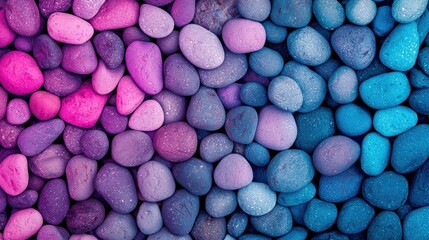 Vibrant Gradient Pebbles In Pink, Purple, And Blue Hues Creating A Colorful Abstract Pattern