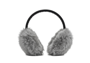 Isolated Fuzzy Ear Muffs on White Background, Winter Accessory