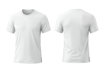 Isolated Blank White T-Shirt Front and Back View