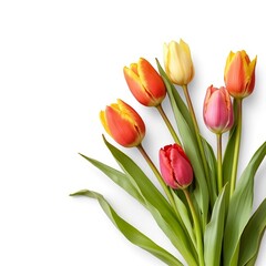 Fototapeta premium Tulip Festival Photorealistic Illustration, White Background, Sharp Focus, Wide Format