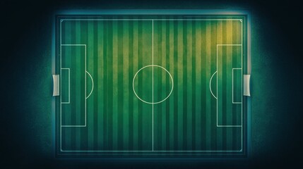 Green Soccer Field with Markings and Goal Areas at Night