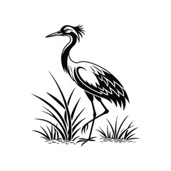 Vector Logo Of A Heron simple Lines Long Necked