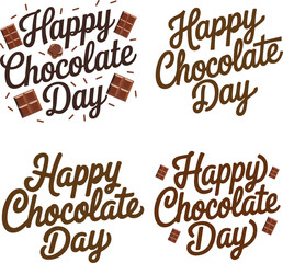Happy chocolate day text. Handwritten modern brush ink calligraphy. Handwriting text is great for posters, postcards, banners, t-shirt printing labels, stickers, and logos. Vector illustration