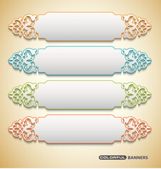 Elegant Ornamental Blank Banners with Floral Design