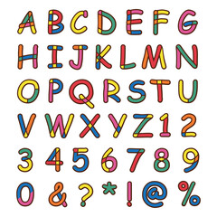 手書きのカラフルなローマ字のデザイン