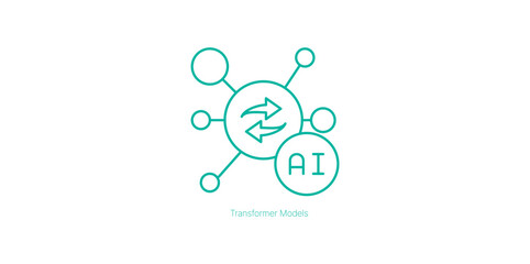 Fototapeta premium Transformer Models for Advanced Natural Language Processing and AI Vector Icon