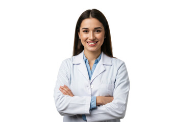 Isolated Cheerful Young Woman Doctor Crossing Arms