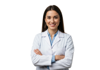 Isolated Cheerful Young Woman Doctor Crossing Arms