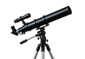 Isolated Modern Reflecting Telescope on Tripod Stand