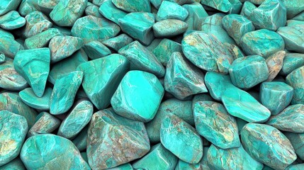 Polished Turquoise Stones With Natural Marbling And Rough Edges