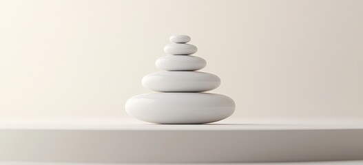 Minimalist Zen Stone Stack In Soft Neutral Tones Representing Balance And Tranquility