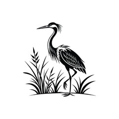 Vector Logo Of A Heron simple Lines Long Necked