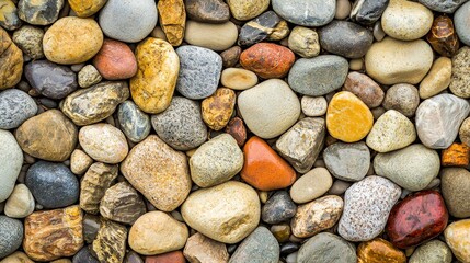 Natural River Stones In Various Shapes And Colors Creating A Textured Background