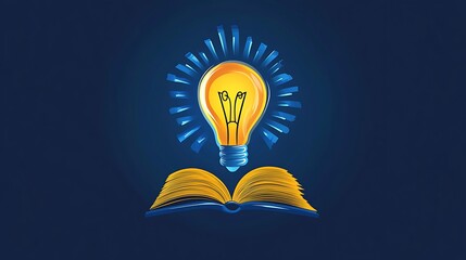 Open Book with Glowing Lightbulb  Symbol of Knowledge, Education, and Creativity